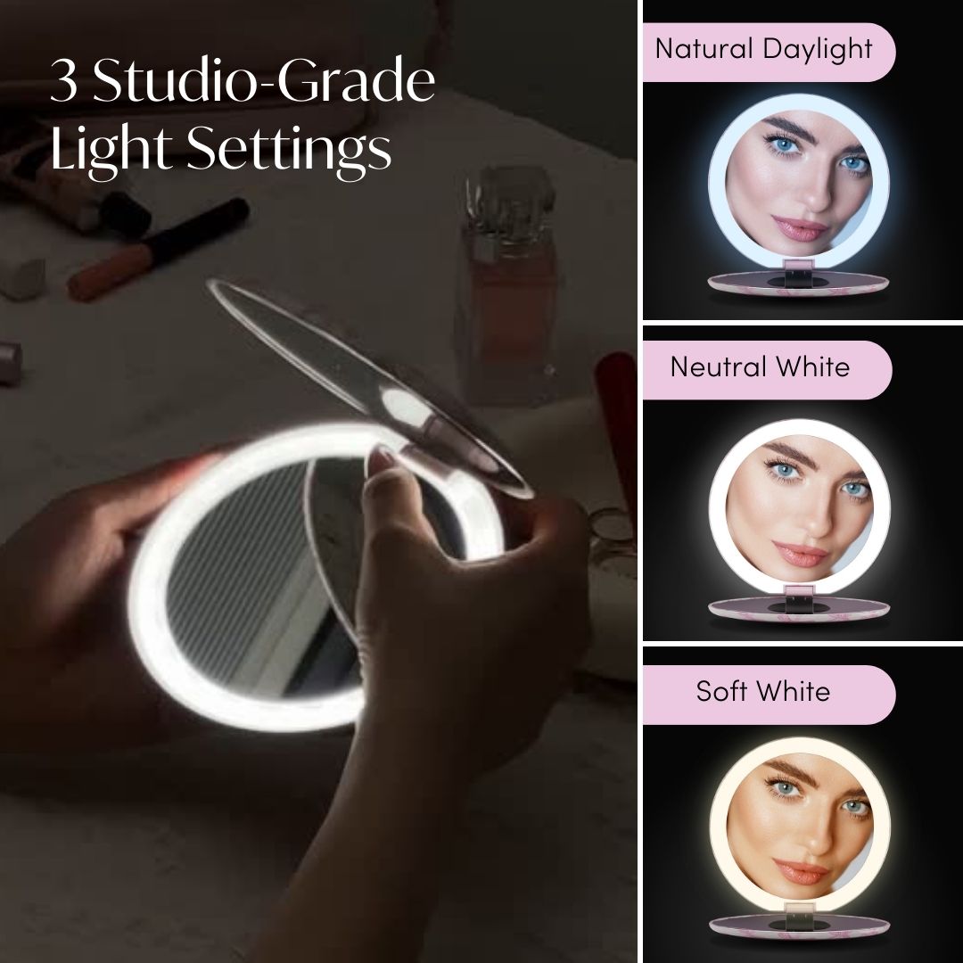 Mini Taylor LED Compact Mirror | Cosmic Leopard